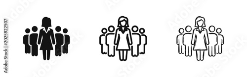 Canvas-taulu Business Leadership with Female Leader Icon Set for Management Success