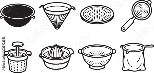 Photos Collection of kitchen utensils and cooking tools illustration set vector Vector