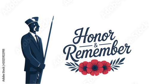 Foto Military cadet saluting with poppy wreath for remembrance day Vector