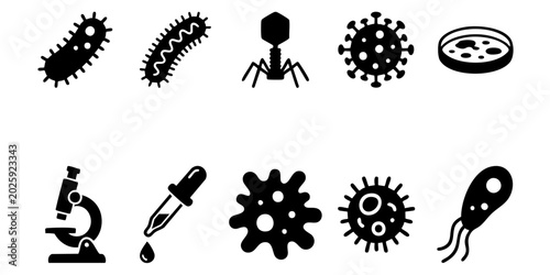Canvastavla Microscope reveals various germs, bacteria, and viruses in a laboratory setting with a scientist examining samples