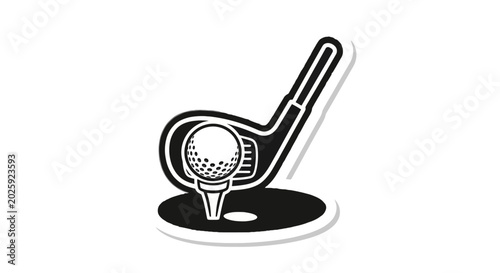 Golf Club and Ball Icon on Tee