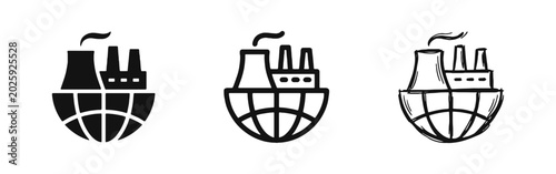 Tableau sur toile Global Industry and Factory Environmental Impact Icons Set