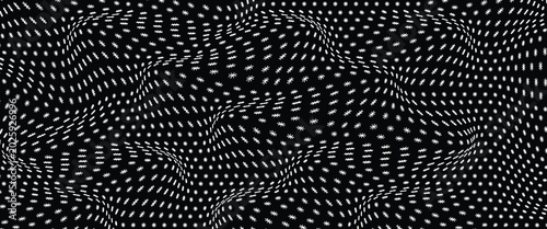 Foto Wavy Distorted Mesh Grid Pattern – Black and White Op Art Seamless Background