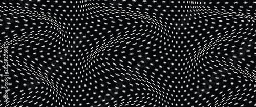 Fotografie Wavy Distorted Mesh Grid Pattern – Black and White Op Art Seamless Background