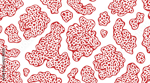 Konstfotografi Red and White Abstract Organic Shapes Seamless Pattern Background