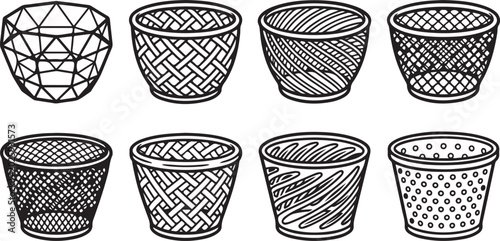 Foto Set of seamless woven basket pattern vector seamless texture Vector