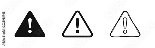 Tableau sur toile Warning Triangle with Exclamation Mark Icon Set - Alert and Danger Security Sign