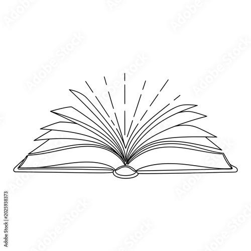 Open Book Line Art Icon, Reading and Knowledge Concept