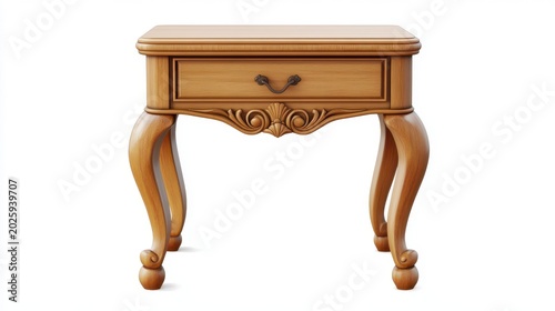 Vintage wooden nightstand isolated on white background