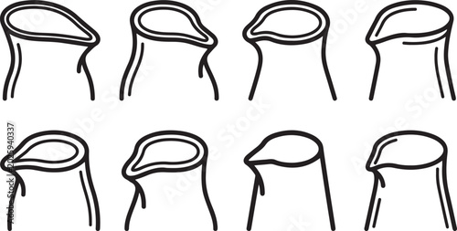 Photography Black line drawing of wooden chairs icons set vector Vector