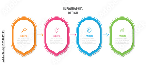 Four steps business infographics template. Can be used for workflow layout, diagram, annual report, web design. Vector business template for presentation. 