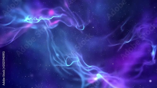 Abstract blue and purple smoke waves with flowing light on dark 4k super animation video background