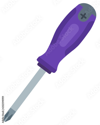 Canvas Print Screwdriver with a purple handle and a phillips head tip designed as a clean fla