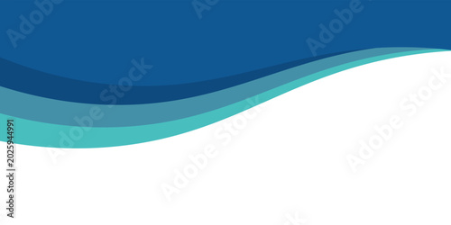 Minimalist abstract background featuring layered shades of blue, teal, and turquoise curved waves. Modern geometric design 