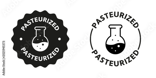Fotografie Pasteurized signs for milk products bottle or packaging.