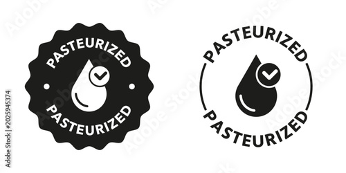 Φωτογραφία Pasteurized. Vector stickers for milk package labeling.
