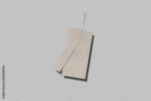 Blank tag label mockup 3d rendering