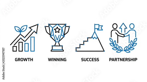 Foto Business icons for growth success.