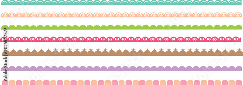 Canvas Print Colorful Scalloped Border Pattern Set