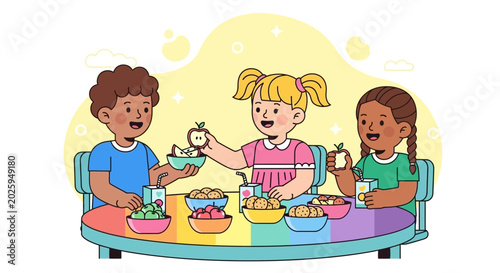 Children eating at a table.