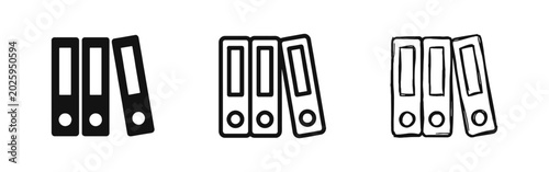 Office Binders and Document Archive Folders Icon Set in Glyph, Outline, and Sketch Styles