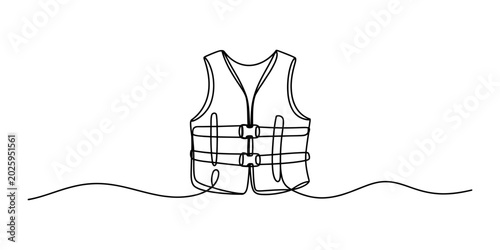 Tableau sur toile Life jacket vest drawn in a continuous single line style for water safety and bo