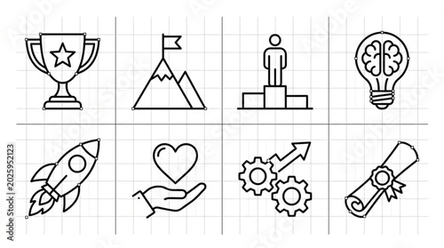 Tableau sur toile Collection of business success icons.