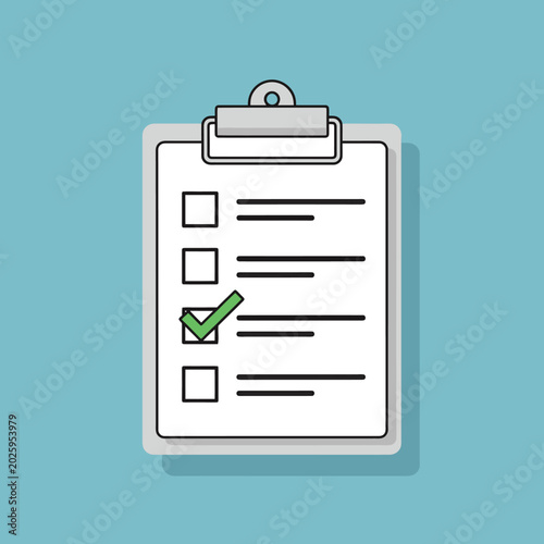 Checklist on a clipboard document.