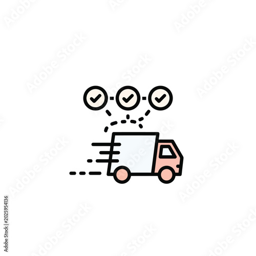 Delivery Truck with Check Marks Above.