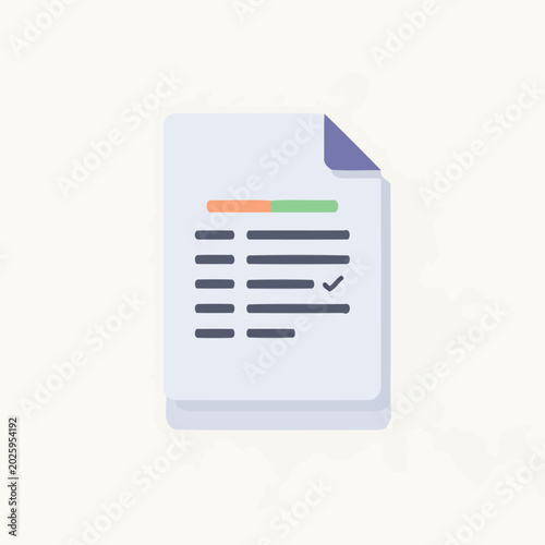 Document with lines and checkmark.