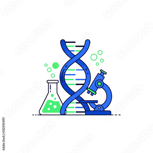 DNA helix laboratory science equipment microscope.