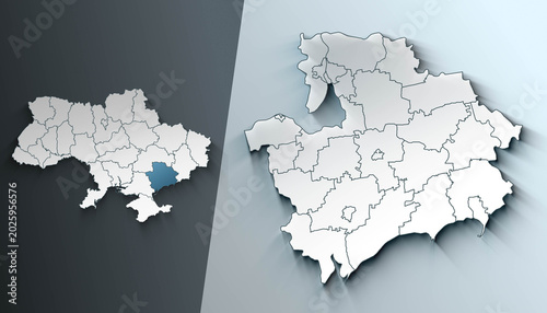 Φωτογραφία Ukraine Map Highlighting Zaporizhzhia with Zoomed Regional Municipalities