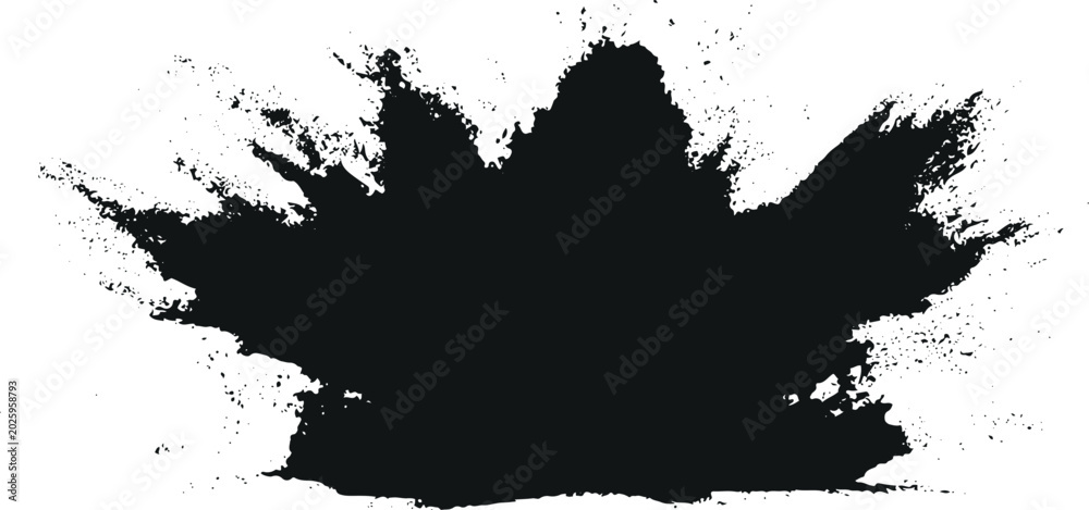Obraz premium Black ink splatter shape with rough grunge texture