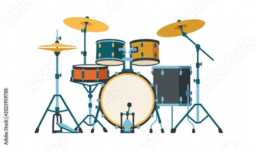 Canvastavla Music production drum kit vector icon studio audio illustration