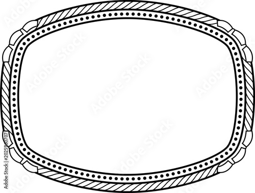 Quadro su tela Vintage western belt buckle frame vector illustration, decorative line art border