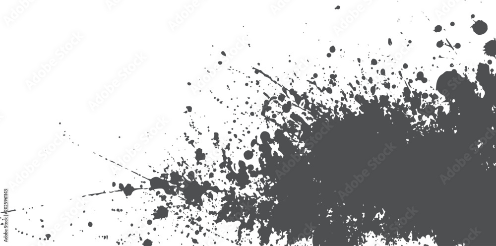 Fototapeta premium Dark gray ink splatter texture on white background