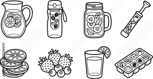 Schilderij op canvas Sewing machine scissors thread spool bobbin buttons icons set vector Vector