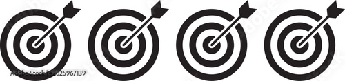 Foto target goal and focus arrow icon collection featuring archery target symbols in flat vector style for business success, aiming, and precision themes