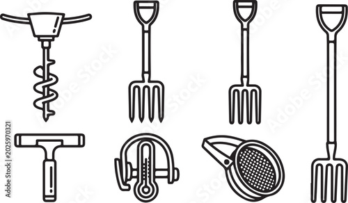 Photos Set of vector icons for bathroom faucets and shower systems Vector