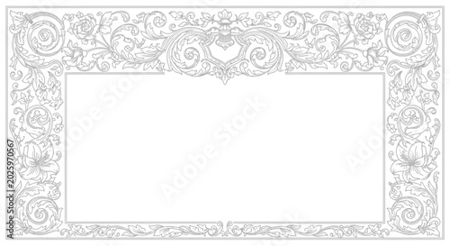 Ornate floral frame silhouette