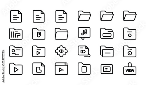 Foto Folder and file outline icon collection for directory organization and media management