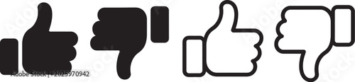Cuadro en lienzo thumb up and thumb down icon set, like and dislike symbols in modern vector illustration style for feedback and social media design