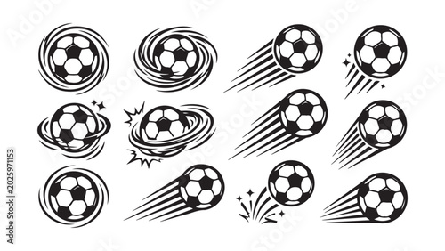 Soccer Ball Speed and Movement Graphic Design Elements