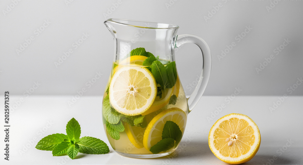 Fototapeta premium Lemonade Pitcher with Mint Summer Drink Refreshment