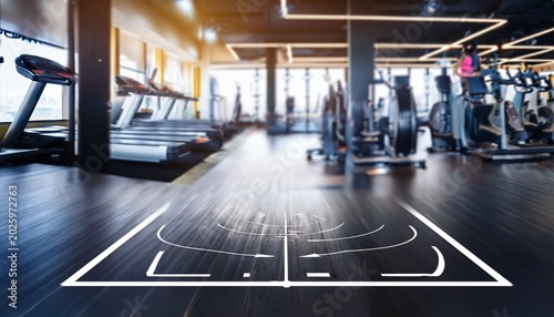 blur abstract background tracking machine in fitness center
