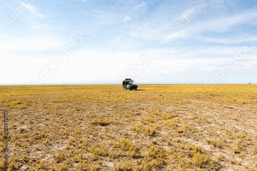 Photography safari vehicle, Kalahari Desert, Makgadikgadi Salt Pans, Botswana