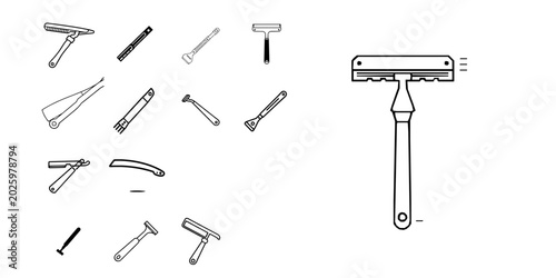 Obraz na plátne Razor Outline Icon Simple Handle Minimal Grooming Tool Illustration Isolated on