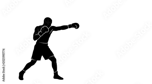 Φωτογραφία Black silhouette of a professional boxer throwing a punch.