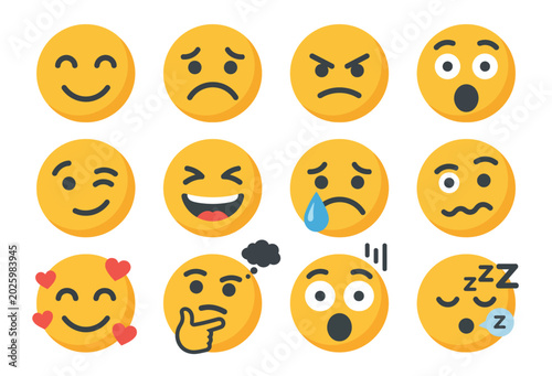 Bild auf Leinwand Collection of Emoji Faces.