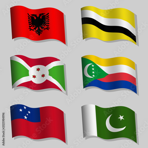 Vector abstract set of wavy flags